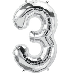 North Star Balloons 34" Silver Numeral 3 Balloon