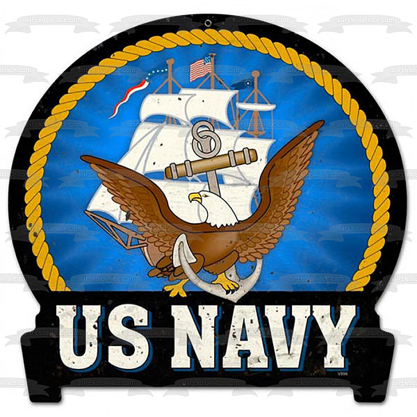 US Navy Sign Insignia Badge Edible Cake Topper Image ABPID00010