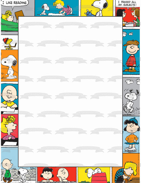 Charlie Brown Comic Strip Frame Snoopy and Charlie Brown Edible Cake Topper Image Frame ABPID00030