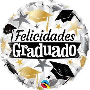 Graduado Black/Gold Caps 18" Foil Balloon
