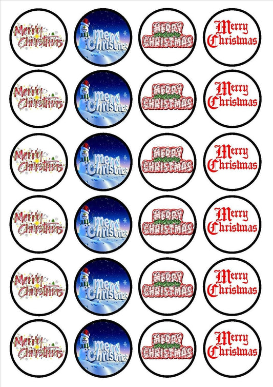 Merry Christmas Variety Cupcakes Edible Cupcake Topper Images ABPID00038