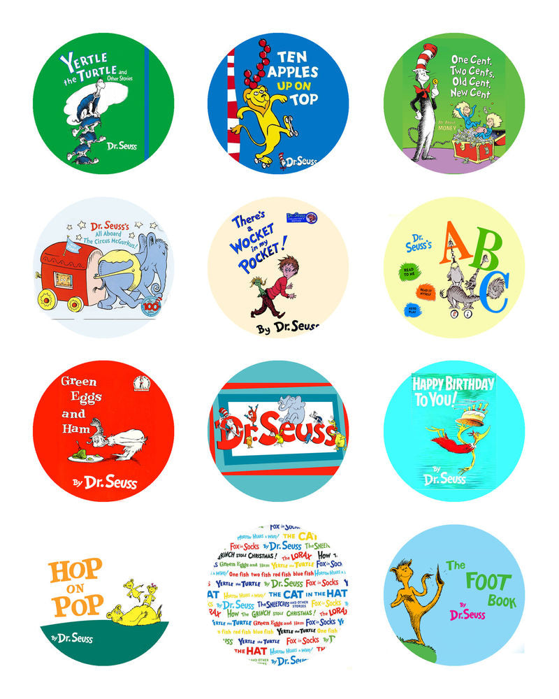 Dr. Seuss Books Cupcake Toppers Green Eggs and Ham Hop on Pop Wocket Pocket Edible Cupcake Topper Images ABPID00056