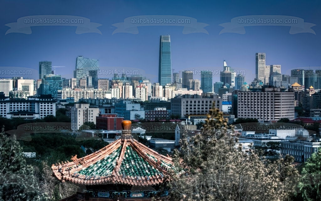 Beijing China Skyline Daytime Park Edible Cake Topper Image ABPID00128