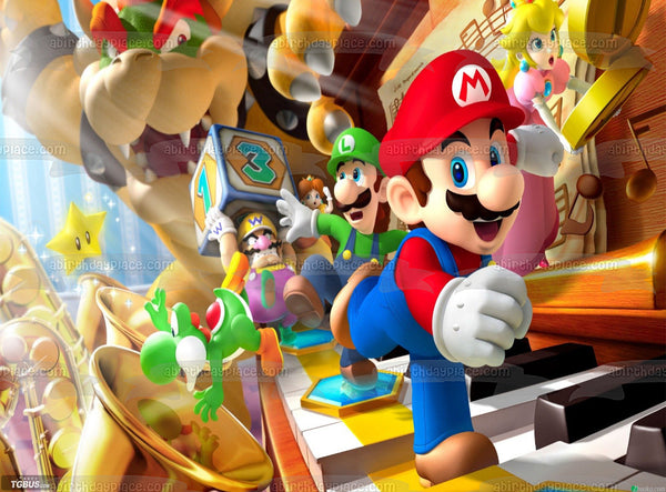 Super Mario Bros. Princess Luigi Wario Yoshi Bowser Edible Cake Topper Image ABPID00132