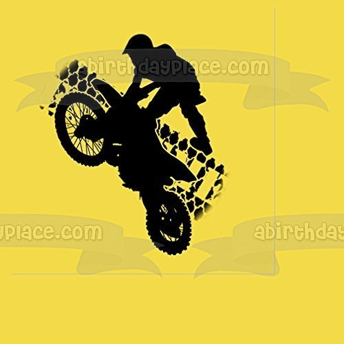 Extreme Motocross Dirt Bike Rider Tread Edible Cake Topper Image ABPID00144