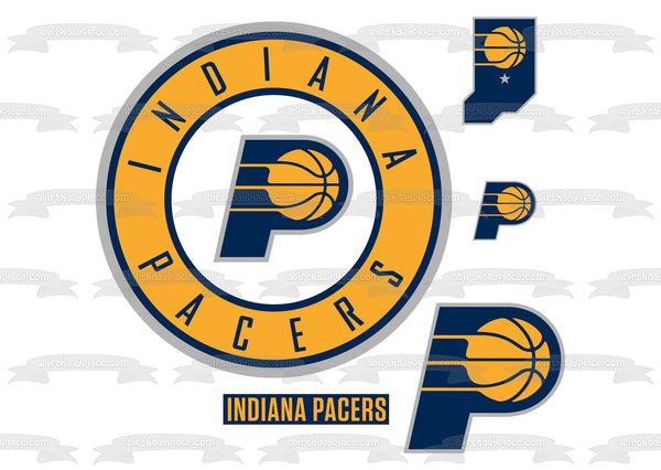 Indiana Pacers Logo NBA Indiana State Outline Edible Cake Topper Image ABPID00190