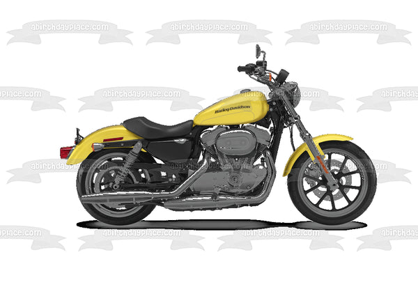 Harley Davidson Motorcycle Gold Black Edible Cake Topper Image ABPID00308