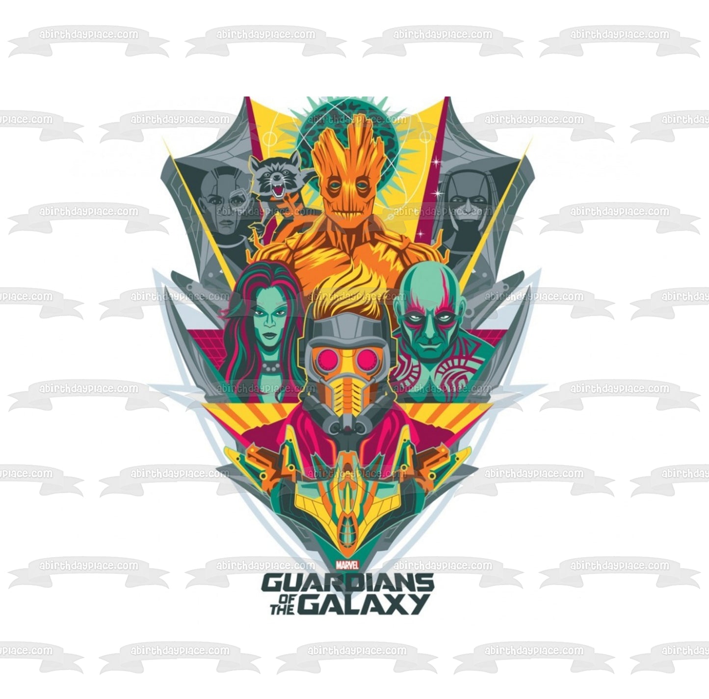 Guardians of the Galaxy Star-Lord Gamora Drax Groot Edible Cake Topper Image ABPID00422