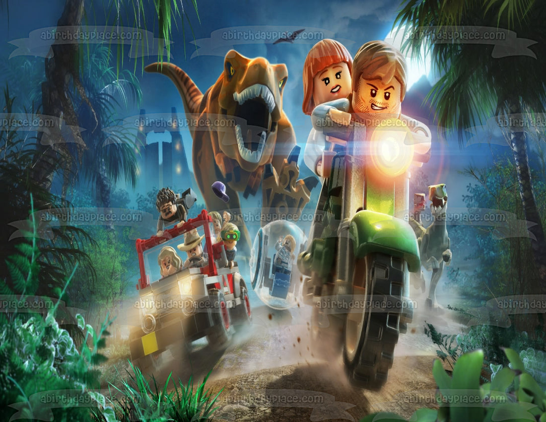 LEGO Jurassic World Personajes variados Motocicleta Raptor Adorno comestible para tarta Imagen ABPID00457 