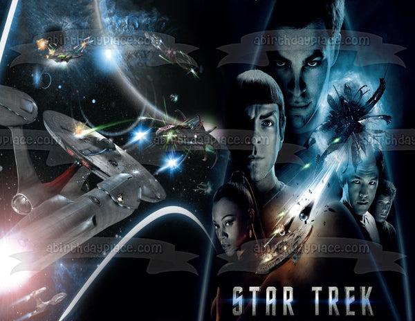 Star Trek Spock Kirk Uhura and Space Ships Edible Cake Topper Image ABPID00479