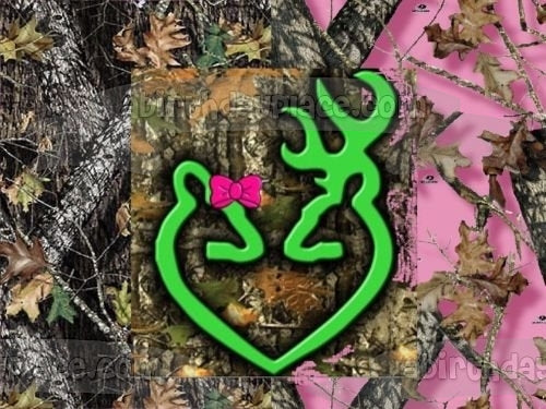 Mossy Oak Camo Camuflaje Hojas Asta Corazón Arco Comestible Cake Topper Imagen ABPID00482 