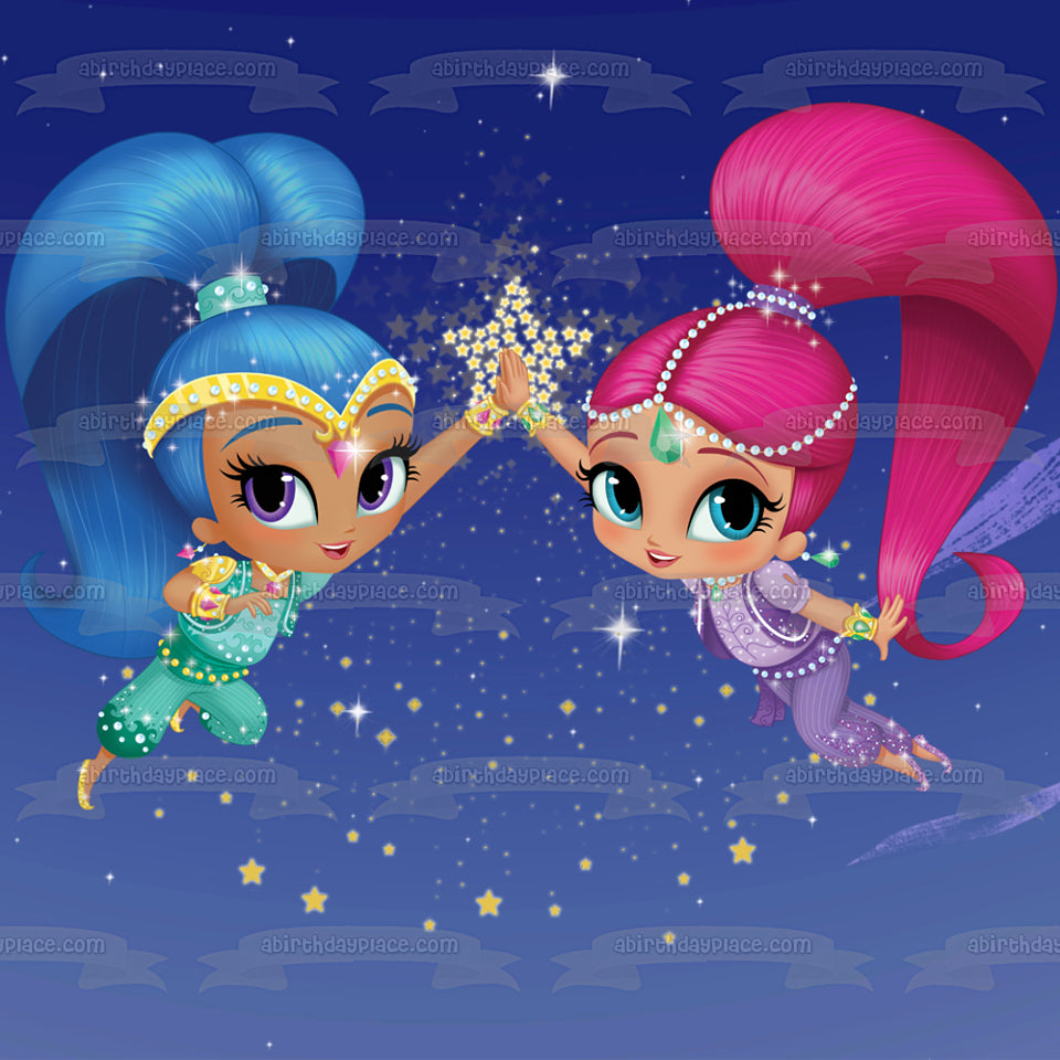 Shimmer and Shine Night Time Stars Edible Cake Topper Image ABPID00614