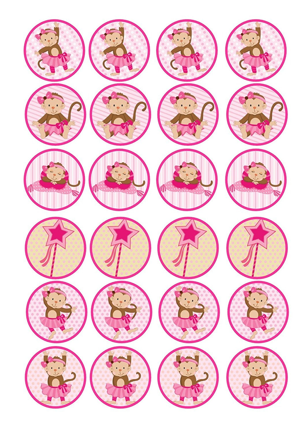 Monkey Ballet Ballerina Tutu Pink Bow Edible Cupcake Topper Images ABPID00652
