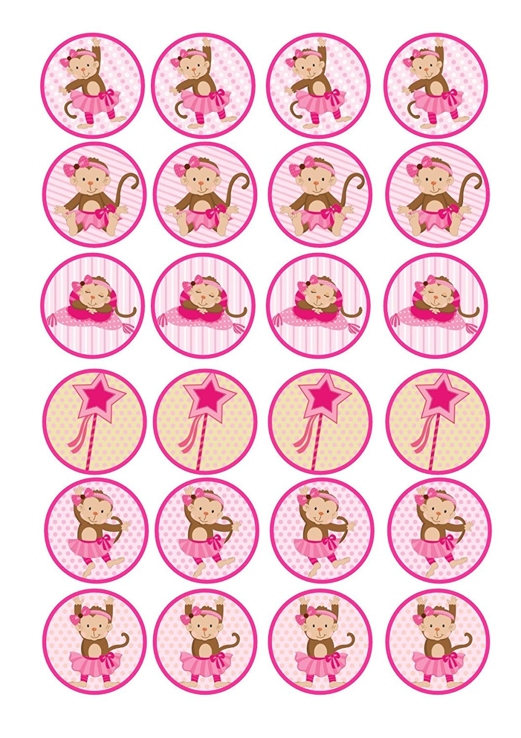 Monkey Ballet Ballerina Tutu Pink Bow Edible Cupcake Topper Images ABPID00652