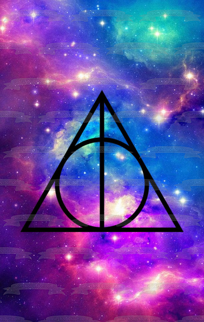 Harry Potter Sign of the Deathly Hallows Starry Sky Edible Cake Topper Image ABPID00688