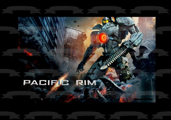 Pacific Rim Movie Poster on Black Border Edible Cake Topper Image ABPID00716