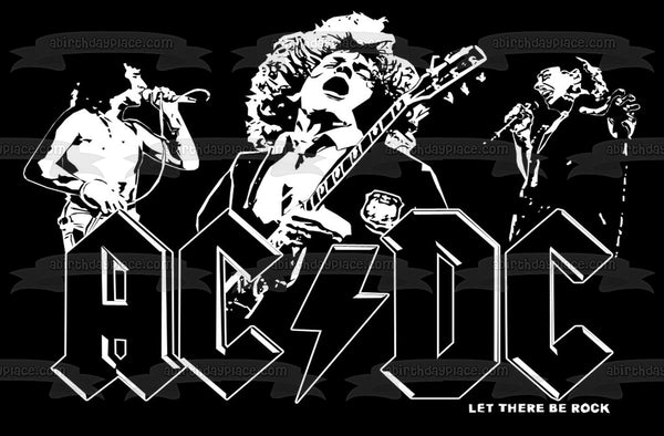 AC/DC Let There Be Rock Black & White Edible Cake Topper Image ABPID00723