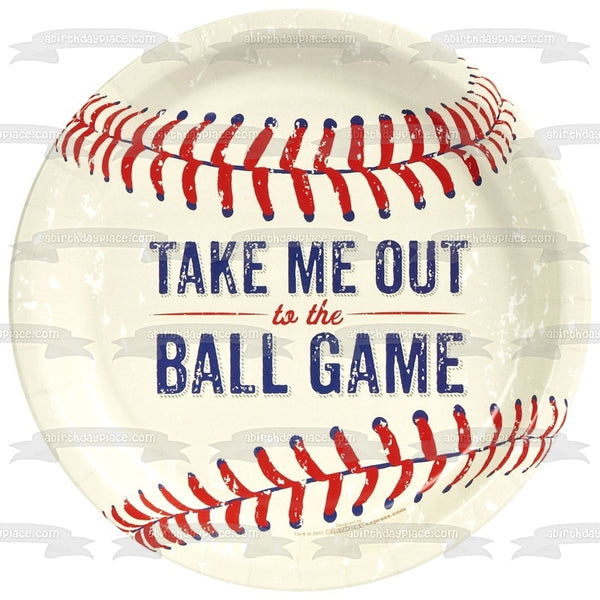 Baseball Take Me Out to the Ball Game Edible Cake Topper Image ABPID00749
