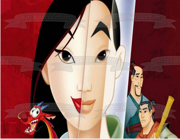 Mulan Sword Red Background Edible Cake Topper Image ABPID00812