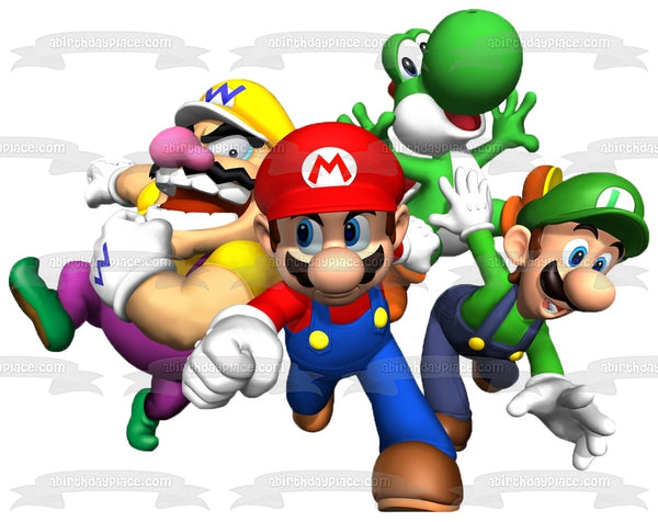 Super Mario Brothers Yoshi Luigi and Wario Edible Cake Topper Image ABPID00901