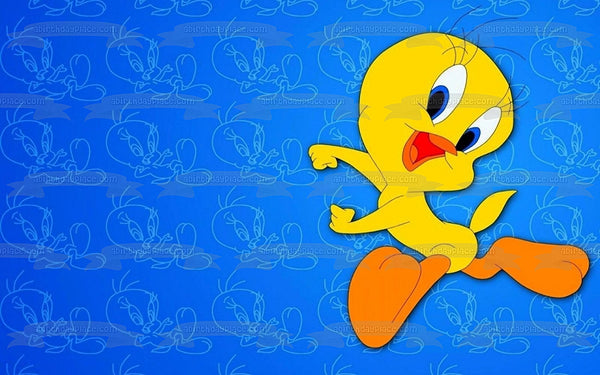 Looney Tunes Tweety Bird and a Blue Background Edible Cake Topper Image ABPID00990