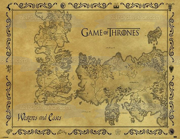 Game of Thrones Map Westeros and Essos Edible Cake Topper Image ABPID01226