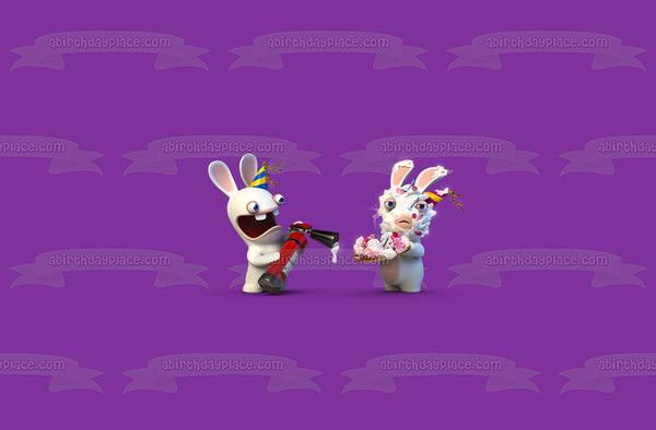 Raving Rabbids Lapins Crétins Rayman Cupcake Candle Fire Extinguisher Party Hat Edible Cake Topper Image ABPID01228