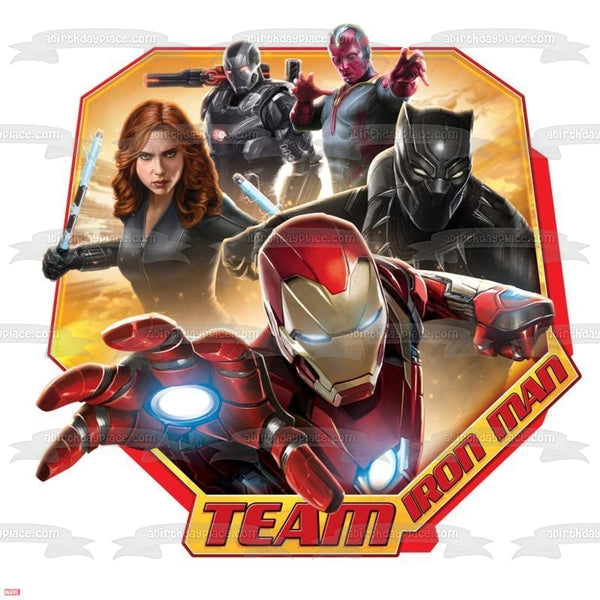 Team Iron Man Black Widow Batman Black Panther and War Machine Edible Cake Topper Image ABPID01359