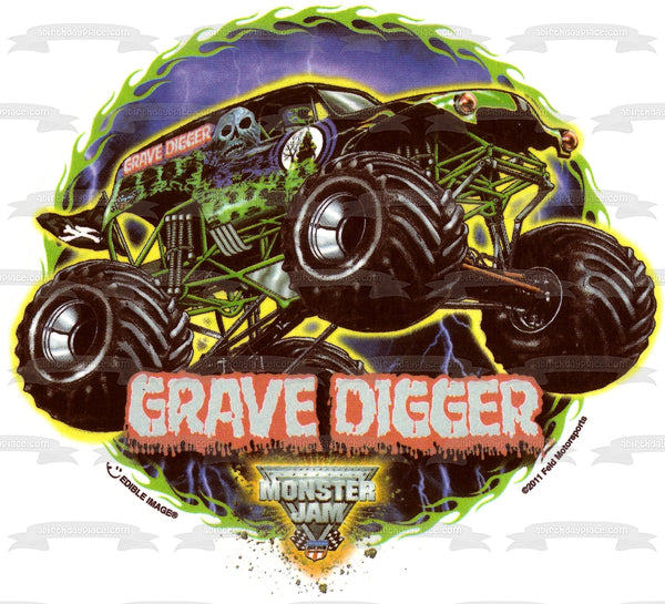 Grave Digger Monster Jam Monster Truck Edible Cake Topper Image ABPID01592