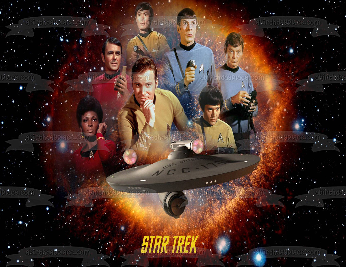 Star Trek Science Fiction James T. Kirk Spock and Leanord McCoy Edible Cake Topper Image ABPID01649