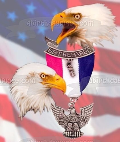Eagle Scout Court of Honor American Flags Edible Cake Topper Image ABPID01679