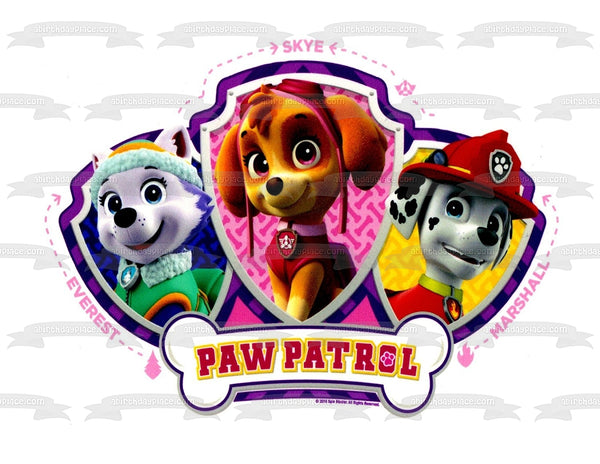 Paw Patrol Logo Everest Skye and Marshall Edible Cake Topper Image ABPID01748