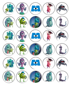 Disney Pixar Monsters Inc James P. 'Sulley' Sullivan Mike Wazowski Boo Edible Cupcake Topper Images ABPID01800