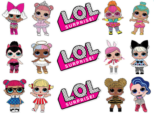 LOL Surprise Doll Strips with Queen Bee and Cheeky Babe Edible Cake Topper Image Strips ABPID01872