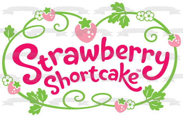Strawberry Shortcake Cartoon Logo Plants and Flowers Edible Cake Topper Image ABPID03180