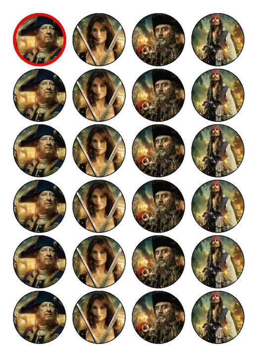 Pirates of the Carribean On Stranger Tides Captain Jack Sparrow and Angelica Edible Cupcake Topper Images ABPID03195