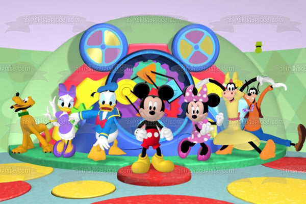 Mickey Mouse Clubhouse Minnie Mouse Goofy Pluto Donald Duck and Daisy Duck Edible Cake Topper Image ABPID03200