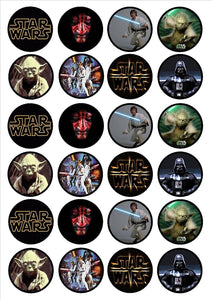 Star Wars Logo Yoda Luke Skywalker and Darth Vader Edible Cupcake Topper Images ABPID03213