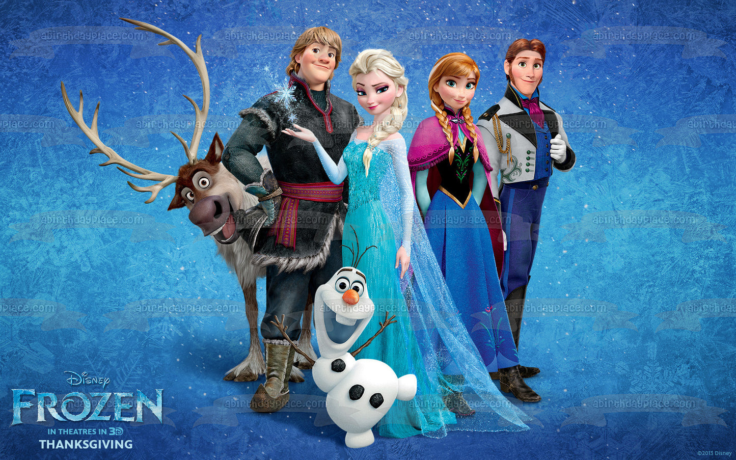 Frozen Anna Elsa Hans Olaf and Kristoff Edible Cake Topper Image ABPID03267