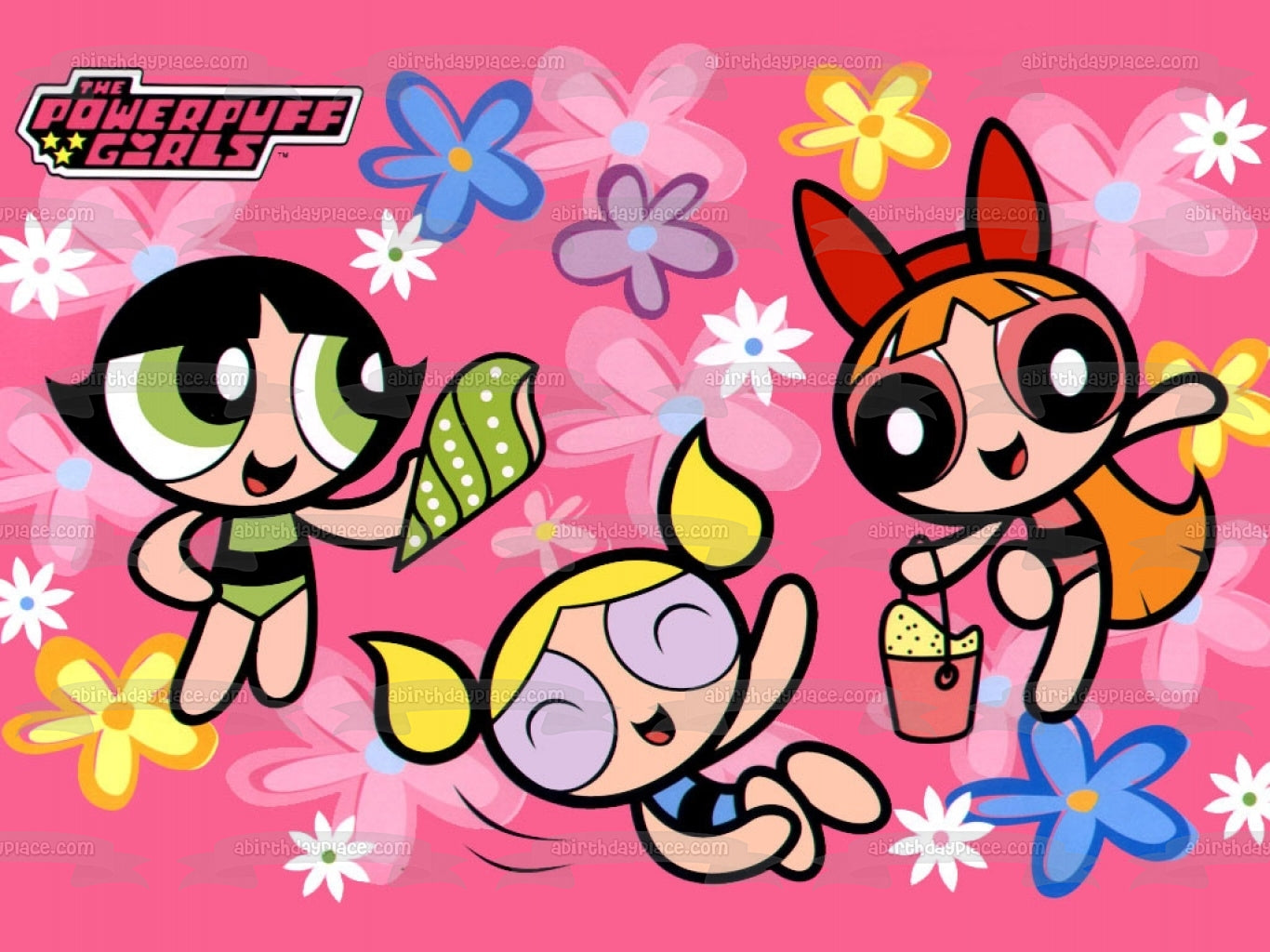 Power Puff Girls Blossom Bubbles and Buttercup Edible Cake Topper Image ABPID03330