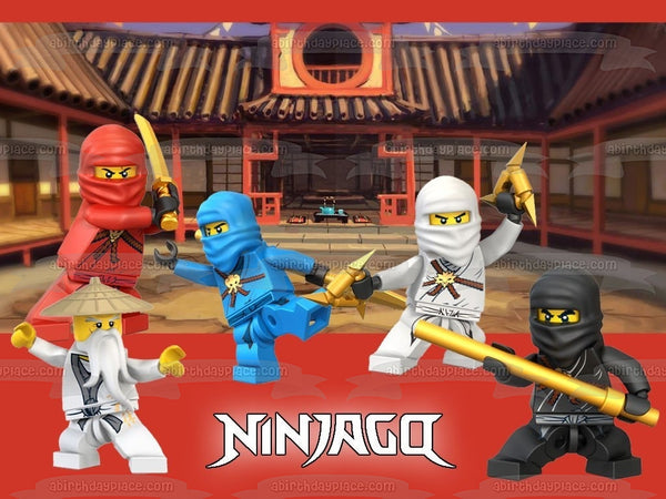 LEGO Ninjago Ninjas Master Wu Kai Cole Zane and Jay Edible Cake Topper Image ABPID03333