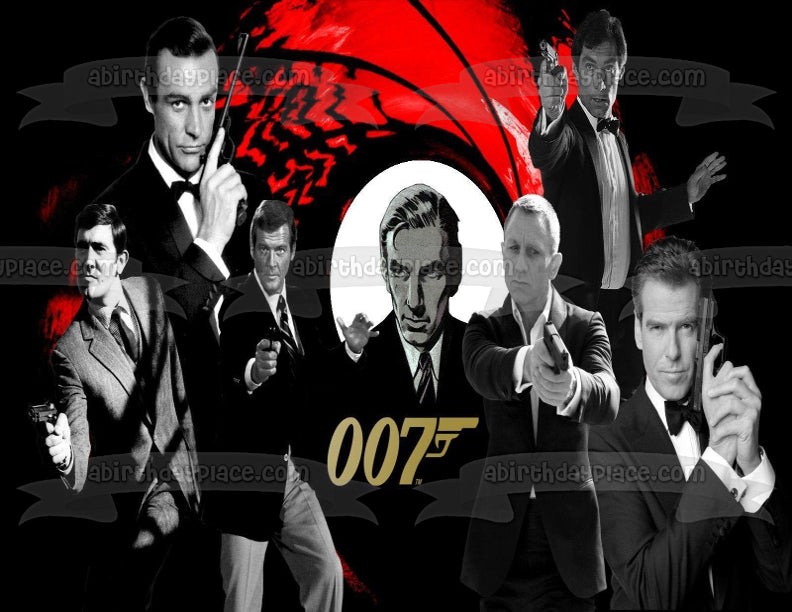 James Bond 007 Sean Connery Daniel Craig and Pierce Brosnon Edible Cak ...