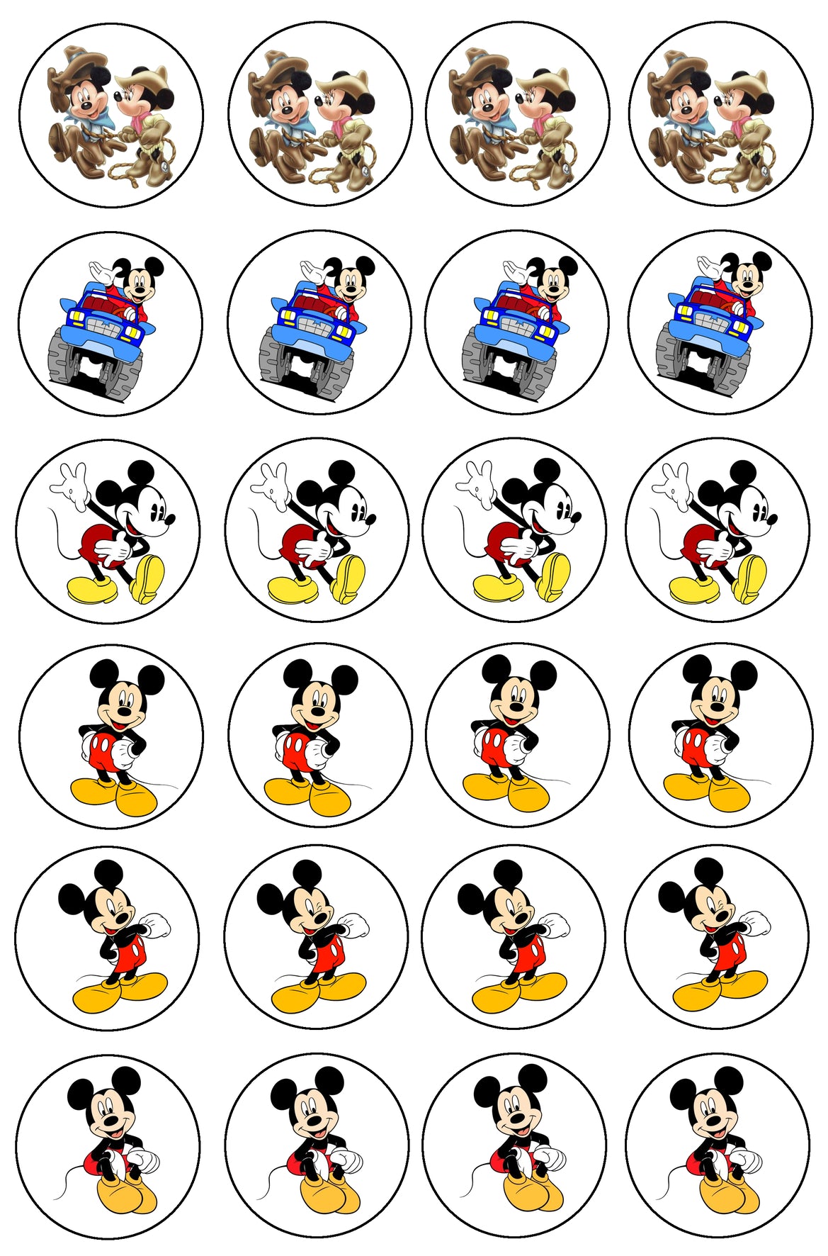 Mickey Mouse Minnie Mouse and a Cowboy Truck Edible Cupcake Topper Images ABPID03445