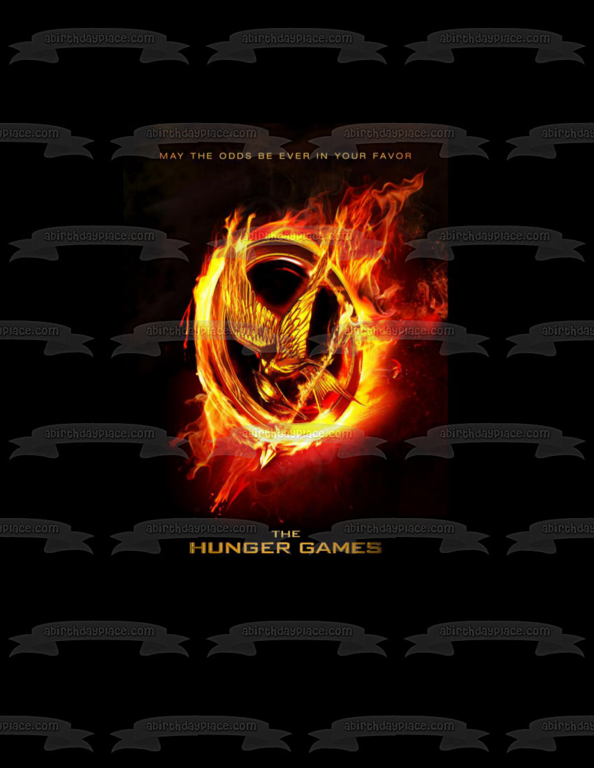 The Hunger Games Logo and Fire Edible Cake Topper Image ABPID03478