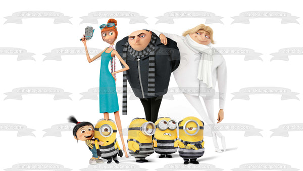 Despicable Me 3 Minions Felonious Gru Agnes Gru Lucy Wilde and Dru Gru Edible Cake Topper Image ABPID03498