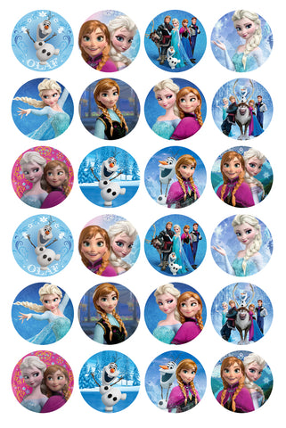 Disney Frozen Anna Elsa Hans Olaf Kristoff Snowflakes Edible Cupcake Topper Images ABPID03541