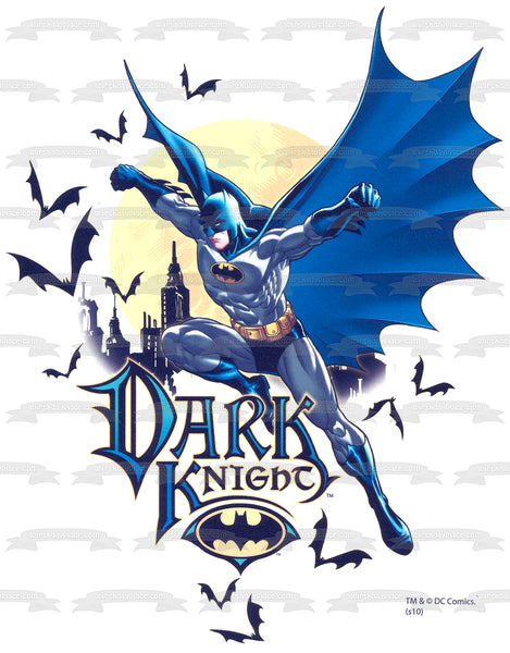 Batman The Dark Knight Logo Bruce Wayne and Bats Edible Cake Topper Image ABPID03637