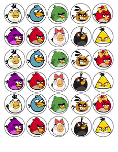 Angry Birds Red Pink the Blues Chuck Bomb Matilda Hal Stella Purple Bird Edible Cupcake Topper Images ABPID03640