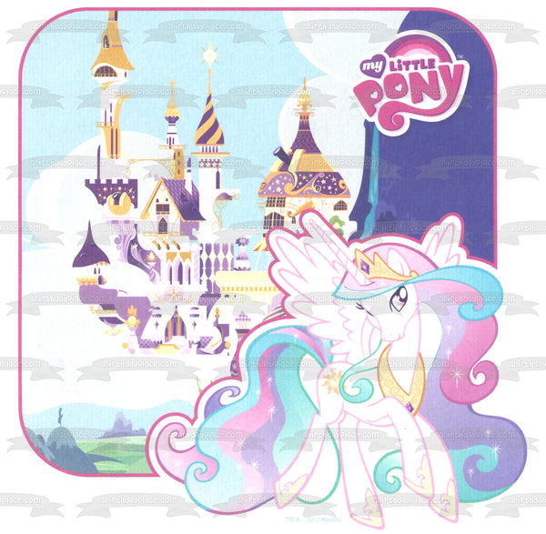 My Little Pony Logo Castle and Pinkie Pie Edible Cake Topper Image ABPID03674