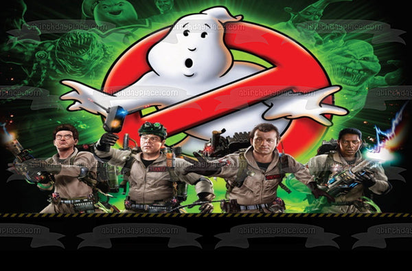 Ghostbusters Logo Egon Peter Winston Ray Stay Puft Slimer and the Stay Puft Ghost Edible Cake Topper Image ABPID03679